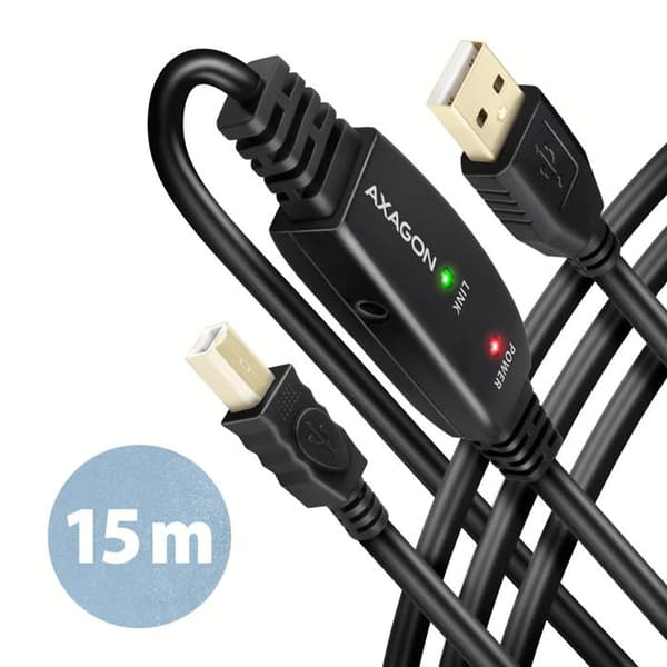 USB-kabel - AXAGON - ADR-215B - Aktiv - 15m - USB-A till USB-B