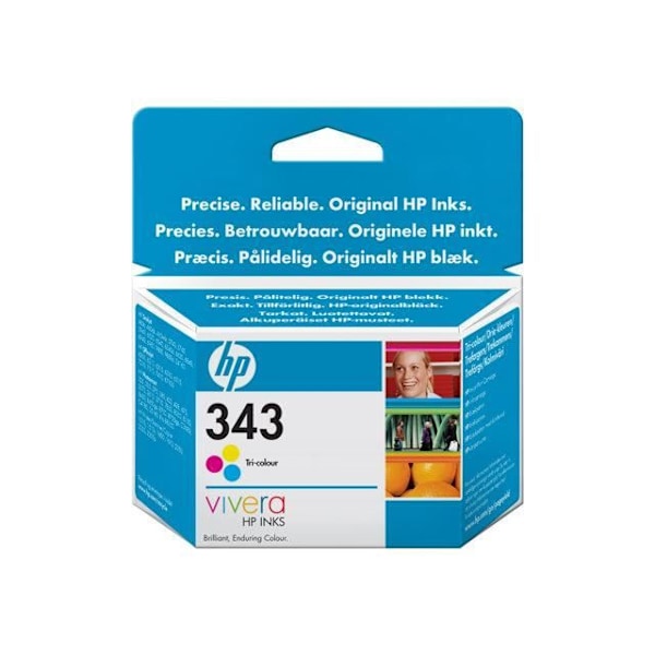 HP Blækpatron 343 blækfarve 7 ml blister - Cyan / magenta / gul