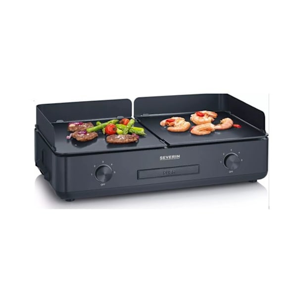 Plancha - SEVERIN - Elgrill - 2200 W - Keramisk beläggning - Justerbar temperatur upp till 240°C Svart