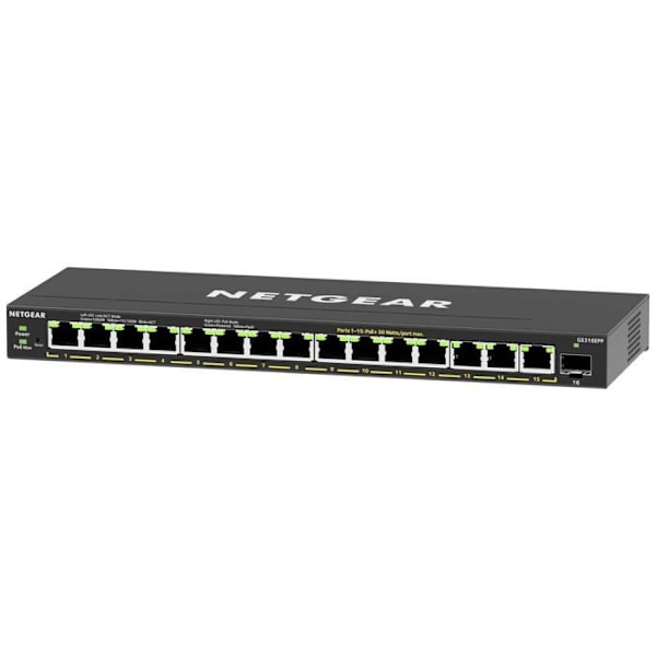 Switch - Netgear - GS316EPP - 16 portar - PoE+ - Gigabit Ethernet