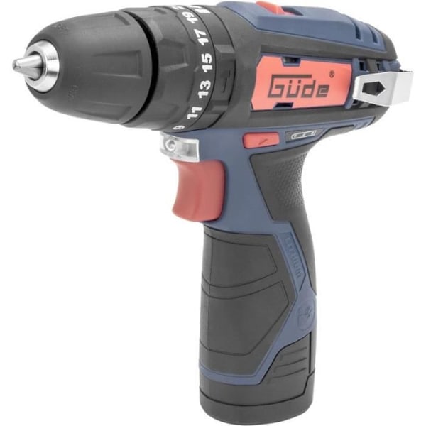 Trådløs slagbor - Güde - BSB 12-201-20K - 12V - 2 hastigheder - 10 mm chuck