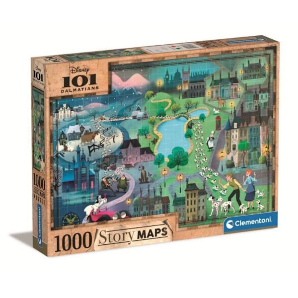 1000 pala palapeli - Clementoni - Disney Story Maps - 101 dalmatialaista - Sarjakuvat ja sarjakuvat - Lapsi - Vihreä