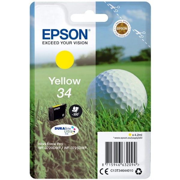 EPSON DURABrite Ultra 34 bläckpatron - Gul - 300 sidor - Paket med 1