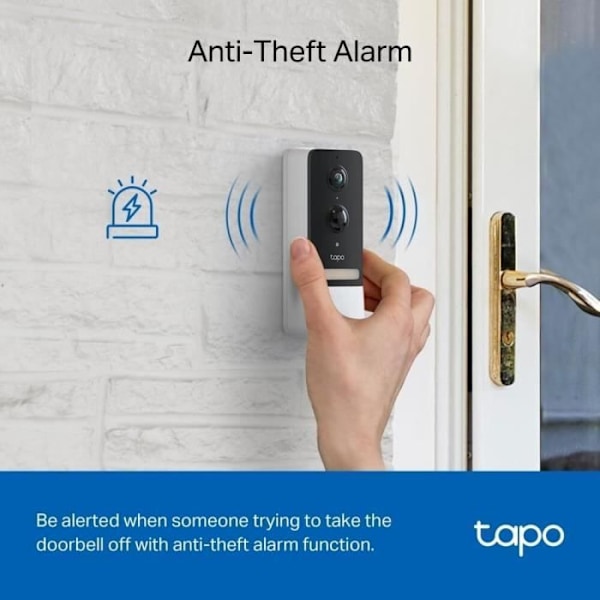 Trådlös dörrklocka - TP-Link - Tapo D230S1 - 2K-kamera - Färgglatt mörkerseende - IP64 Vit