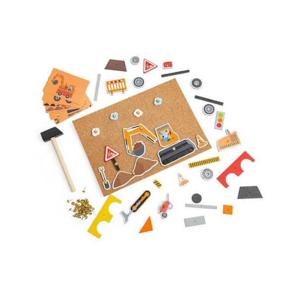 Byggelegetøj - Bigjigs - Deluxe Pin-a-shape - Mere end 50 dele - Træ - Multifarvet Flerfarvet