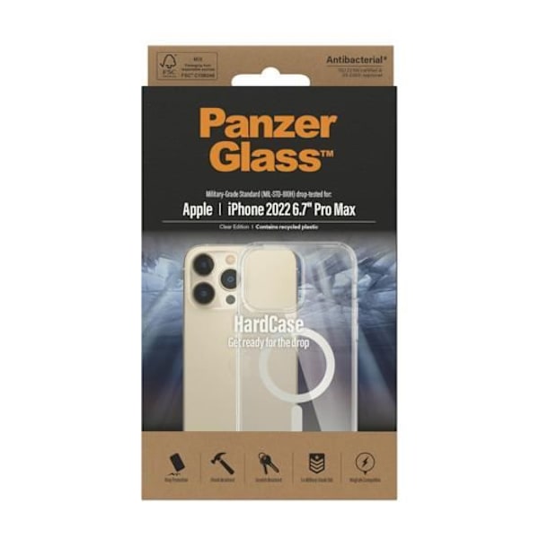 Coque - PanzerGlass - HardCase - Kompatibel med MagSafe - iPhone 14 Pro Max - Gennemsigtig Gennemsigtig