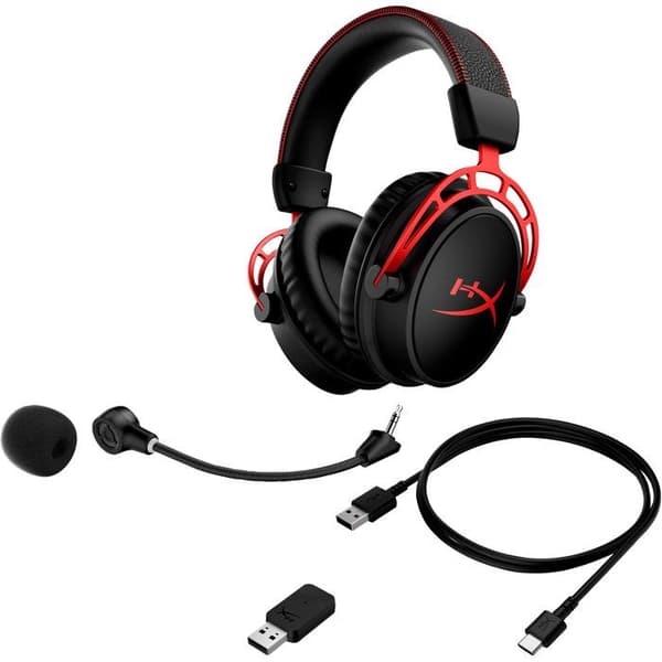 HyperX Cloud Alpha Trådlösa Spelhörlurar för PC med USB trådlös adapter, USB laddningskabel ingår Svart och röd