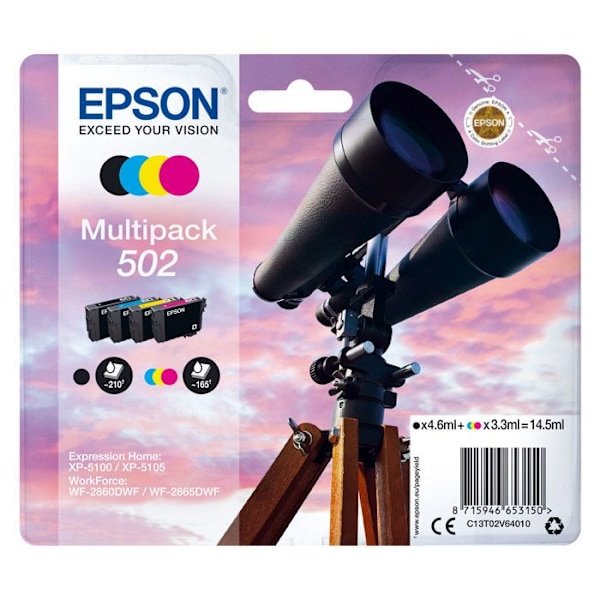 EPSON 502 Multipack blækpatron - Sort, Gul, Cyan, Magenta