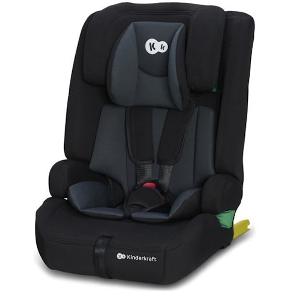 Børnesæde I-size 76-150 cm - KINDERKRAFT SAFETY FIX2 - fra 15 måneder til 12 år - Isofix montering - Justerbart nakkestøtte - Sort Svart