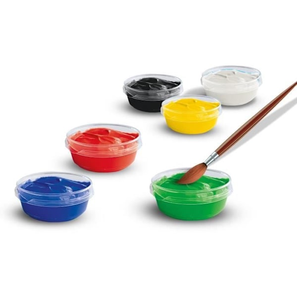 Gouache Röd, gul, blå, grön, svart och vit