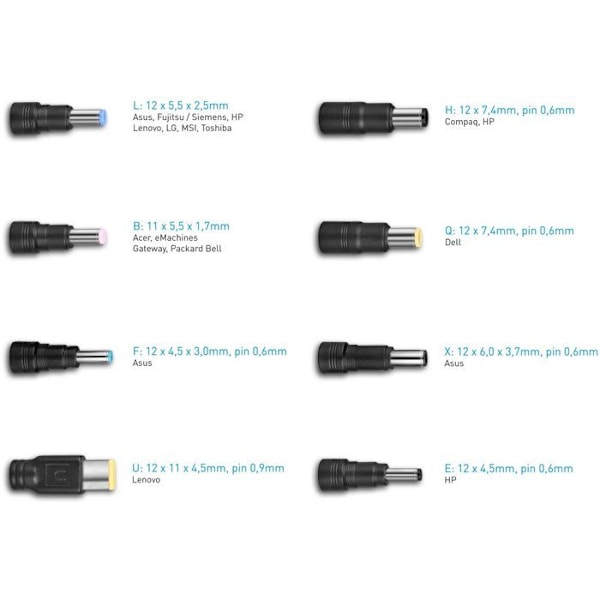 AVACOM QuickTIP 150W - universelt adapter til bærbare computere med 8 stik