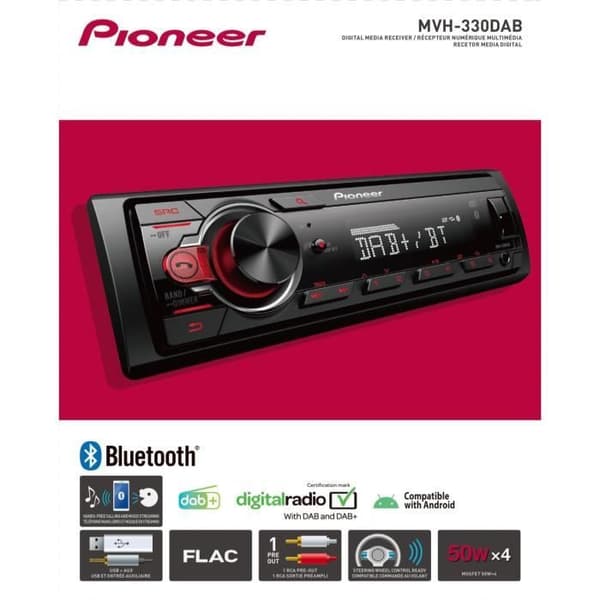 Autoradio - PIONEER - 1DIN - Bluetooth - DAB - USB