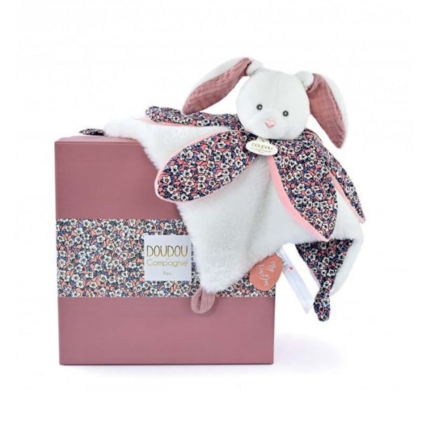 Doudou Lapin Rosa petal Samling Bohaime - Doudou og Kompagni - Hvid - Baby - Unisex - 0 måneder - Fødslen Rose, hvid og blomstrende