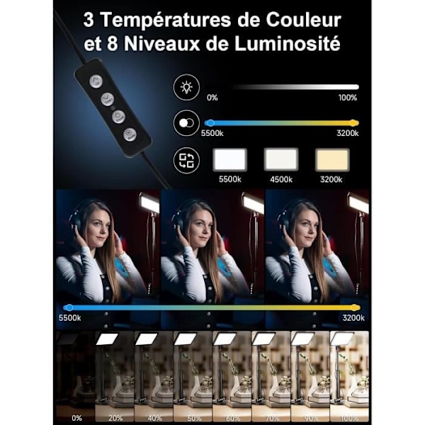 Videolampa - Rollei - Lumis Key Light Stream - CRI 95 - Stativ - LED-belysning