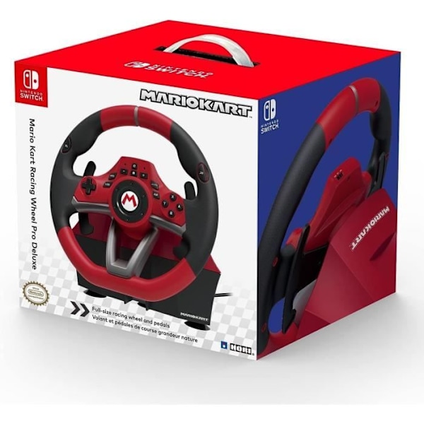 Mario Kart Racing Wheel Pro Deluxe - HORI - Nintendo Switch, PC - Polkimet - punainen Sort og rød