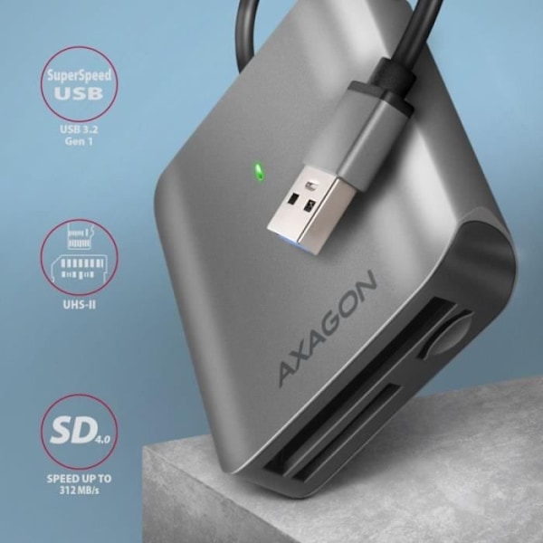 AXAGON CRE-S3 ulkoinen kortti USB-A 3.2 Gen 1, 3-paikkainen, SD/microSD/CF, UHS-II - 8595247906625