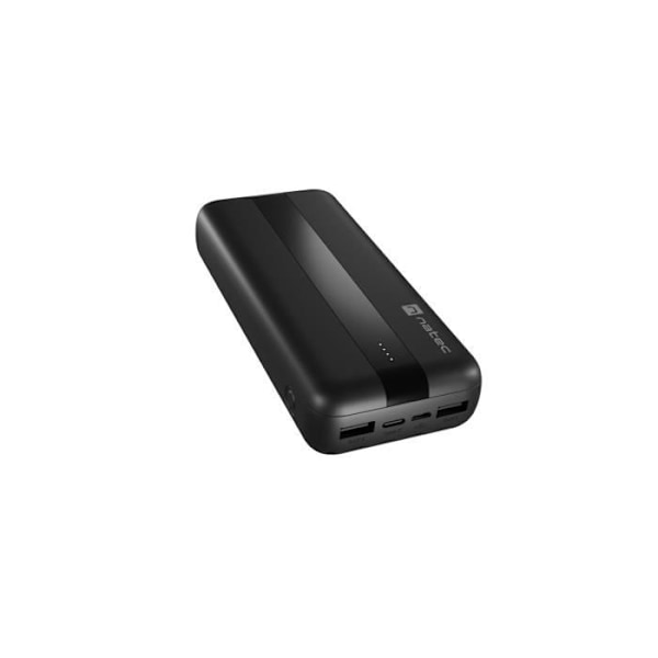 Powerbank - NATEC - Trevi - 20000mAh - 2x USB-A - 1x USB-C - Sort Svart