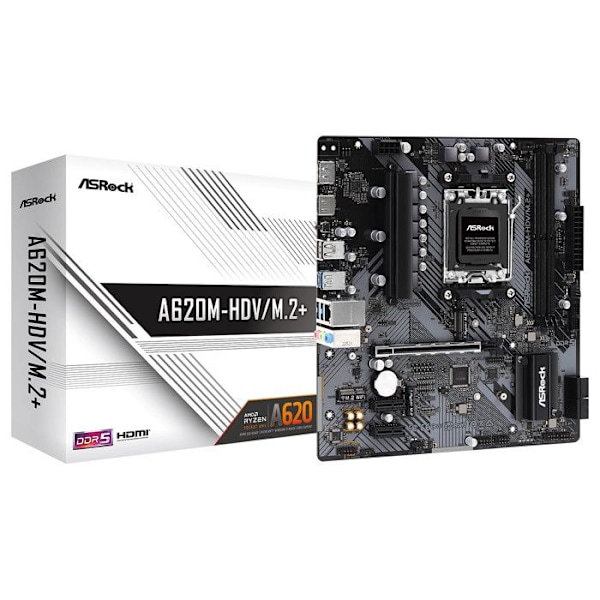 Emolevy - ASRock - A620M-HDV/M.2+ - Socket AM5 - 64 Go RAM max - MATX
