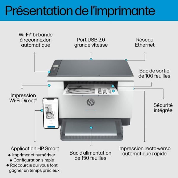 HP Laserjet M234dw multifunktionsprinter i sort/hvid