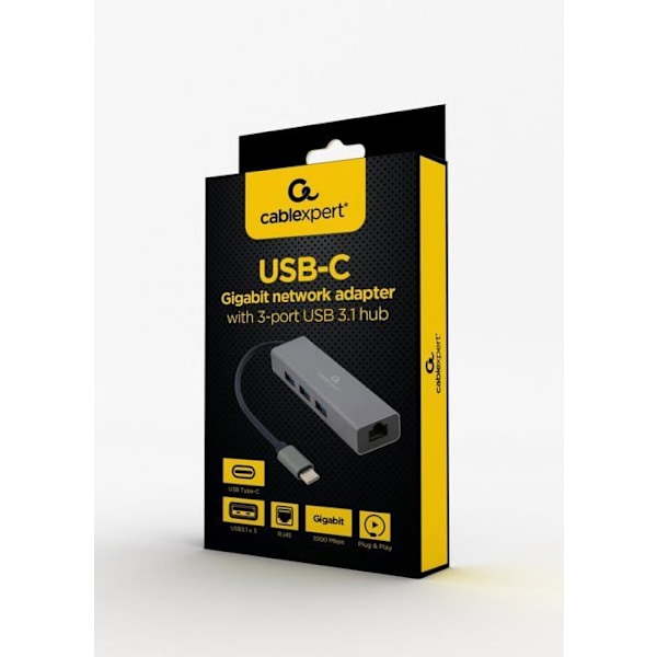 GEMBIRD A-CMU3-LAN-01 HUB & KONCENTRATOR USB 3.2 GEN 1 (3.1 GEN 1) TY