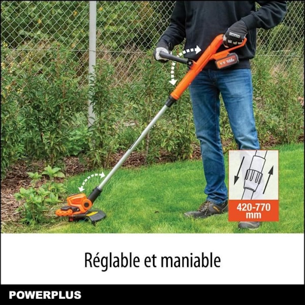 Powerplus Dual Power Coupe-Bordure Batteri POWDPG7546 - 40 V og 300 mm Ø, uden Batteri eller Oplader, Havearbejde 2 i 1 orange