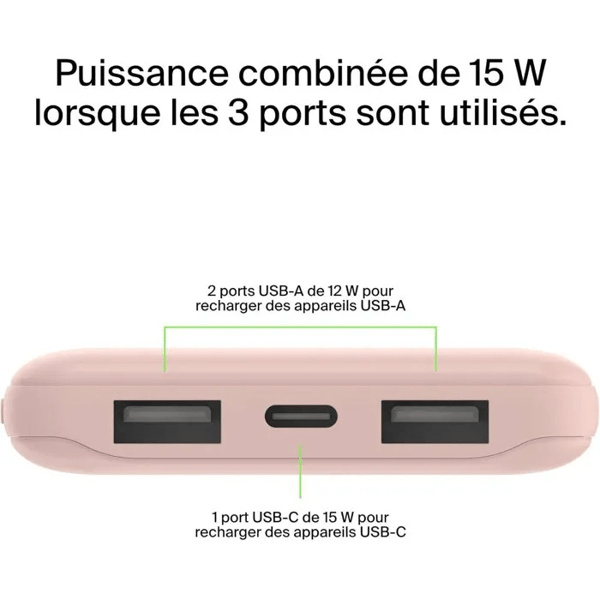 Externt batteri - BELKIN - 10 000 mAh - Rosa Ros