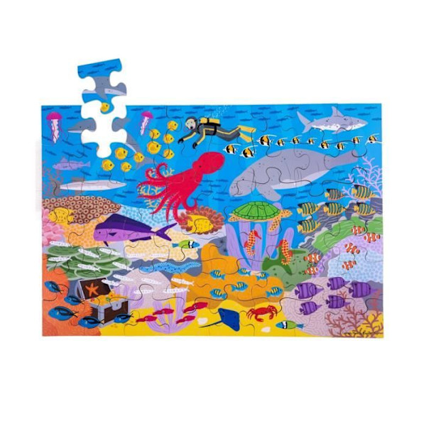 Gulvpuslespil - BIGJIGS - Under havet - Dyr - 48 brikker - Indendørs Lyse farver