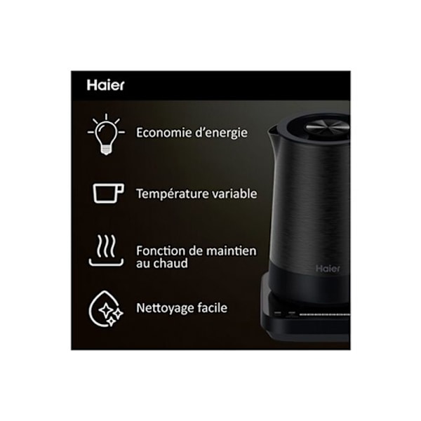 Vattenkokare - HAIER - Serie 5 HKE5A 011 - 2200 W - 1,7 L - Hållet varmt funktion Svart