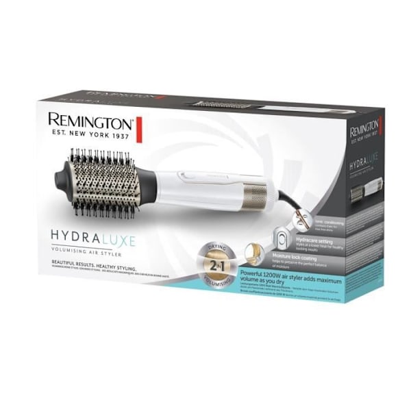 Brosse soufflante REMINGTON AS8901 HYDRAluxe - 2 hastigheder, 3 temperaturer - oval børste med hydracare funktion Vit