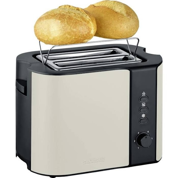 Severin 9576 Brødrister med lysindikator, med indbygget speciel rist til bagværk i beige, sort