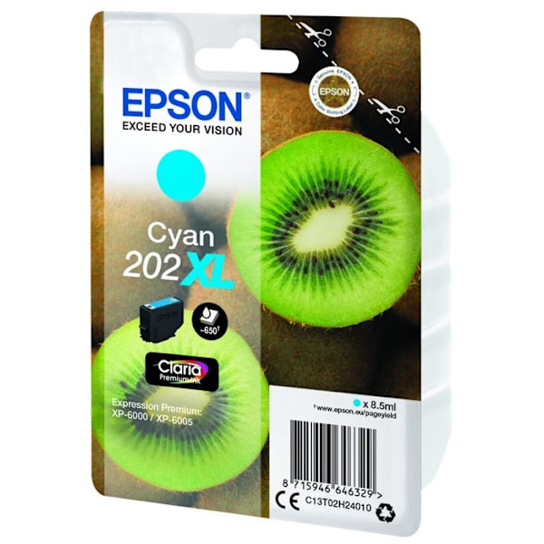 Epson Claria Premium 202XL mustesuihkukasetti - syaani - mustesuihkutulostus - suuri riittoisuus - 650 sivua