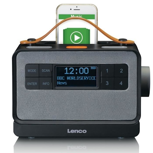Lenco PDR-065BK - Kannettava DAB+/FM-radio "EASY"-toiminnolla - Musta sort