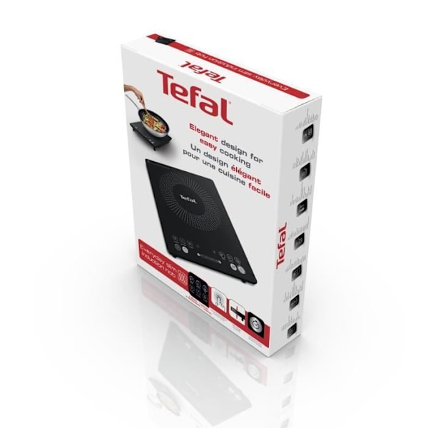 TEFAL IH210801 Everyday Slim Induktionskogeplade 45 mm tyk, 2100 W, 6 madlavningsprogrammer, Manuel tilstand, Touch-interface