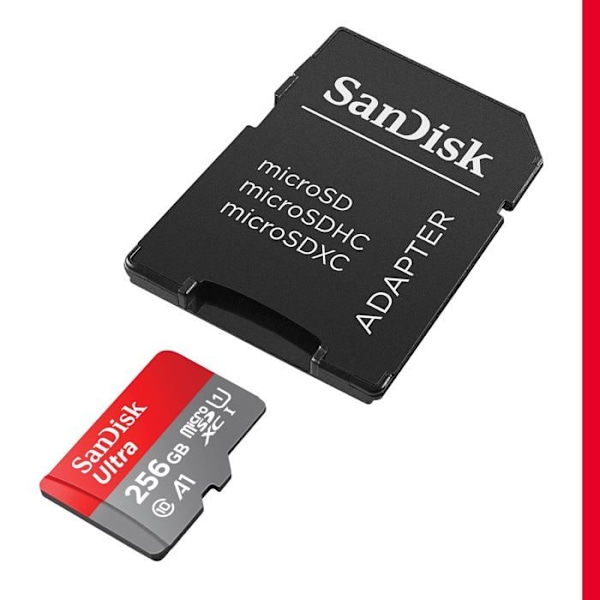 Sandisk Micro SD -muistikortti Ultra microSDXC -kortti 256 Gt + SD-sovitin 150 Mt/s A1 Class 10 UHS-I
