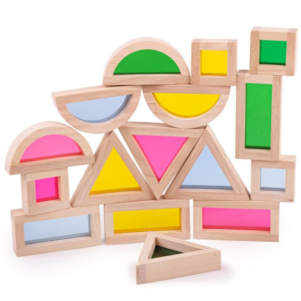 Aistillinen lelu - Bigjigs Toys - Luonnolliset puiset aistimuodot - 16 kappaletta - Monivärinen - 18 kuukautta Flerfärgad