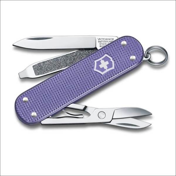 Cuisinier Schweiz - Victorinox - Classic Alox - Elektrisk Lavendel - 5 funktioner - Kompakt og alsidig Elektrisk lavendel