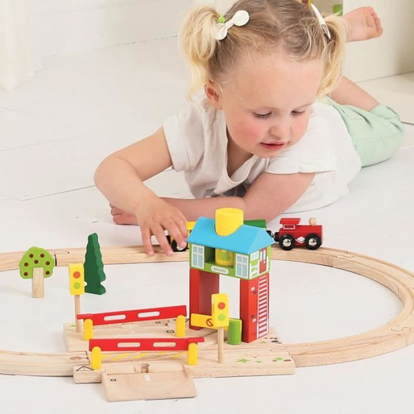 BigJigs Toys signalstolpe i træ - Signal Box model - Til børn fra 3 år og derover Flerfarvet