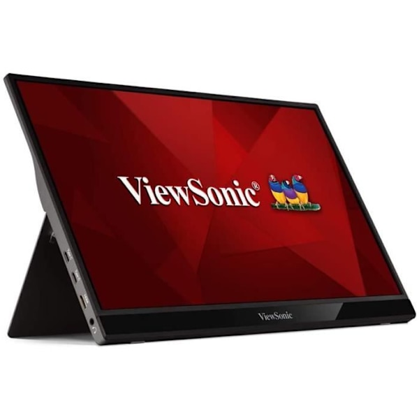 Skærm 15,6''ViewSonic TD1655 Silv FHD 16:9 Kapacitiv touch 10Pts 250 cd/m2 6,5ms 20°/60° Mini HDMI 2xUSB C Hp:2x0,8W Support + Sort, Sølv