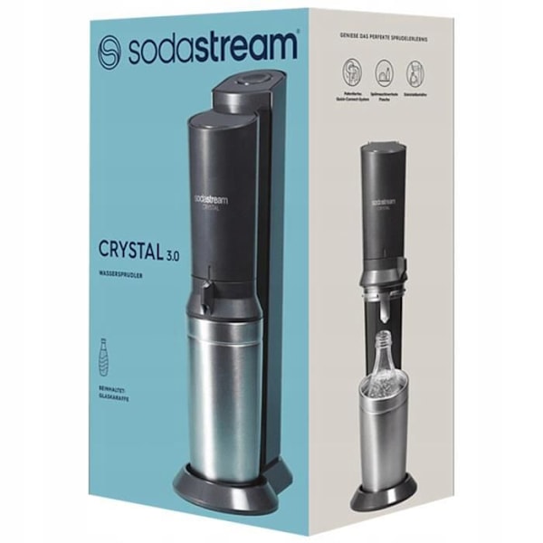 Sodavandsmaskine - Sodastream - Krystal 3.0 - Sort - 0,6 l glaskaraffel - Rapid CO2 sort