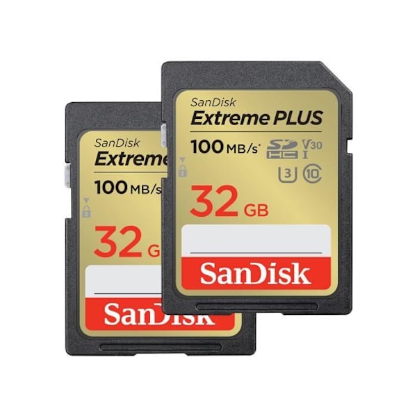 SANDISK Extreme PLUS 32GB SDHC-minneskort - 100MB/s läs/skrivhastighet - Klass 10