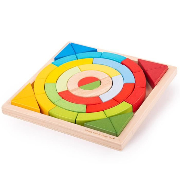 Rakennusleikit - Bigjigs - Geometriset muodot lajiteltavaksi - 36 puukappaletta - Sopii yli 3-vuotiaille - Sekä tytöille että pojille