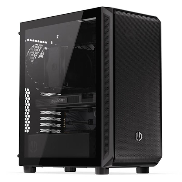 ENDORFY Arx 500 Air, 5 x 140 mm blæsere inkluderet, sidepanel af hærdet glas, høj kompatibilitet med forskellige komponenter Sort