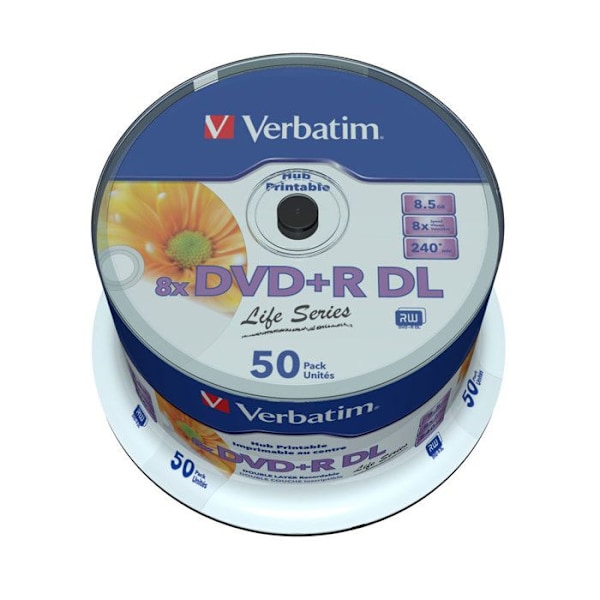 DVD+R DL VERBATIM 8x nopeus 8.5GB - 1x50 media