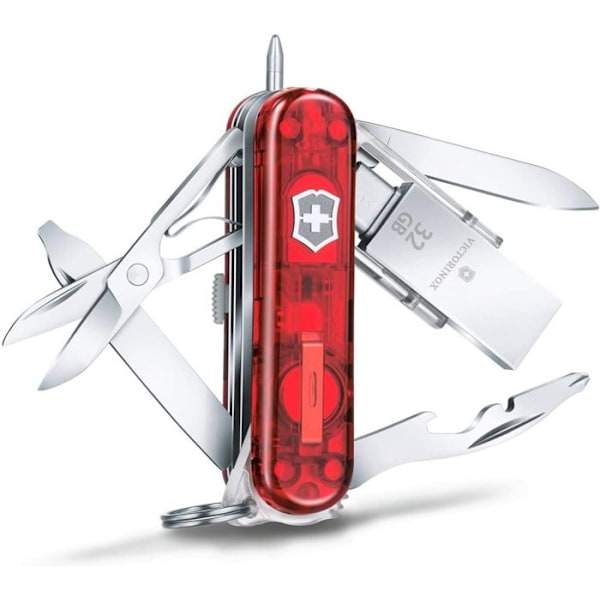 Multifunktion kniv - Victorinox - Midnite Manager Work - 11 funktioner - USB-nøgle 32 GB - Transparent rød Gennemsigtig rød