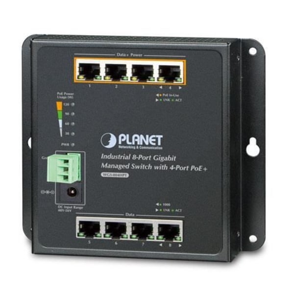 Planet WGS-804HPT Managed Network Switch - Gigabit Ethernet - Full Duplex - Ethernet-anslutning