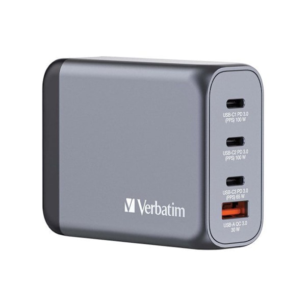 TELEFON, OPLADER, VÆG, Verbatim Gnc-100 Gan Oplader 4 Porte 100w Karakteristika Hovedfarve Grigio Antal USB-porte