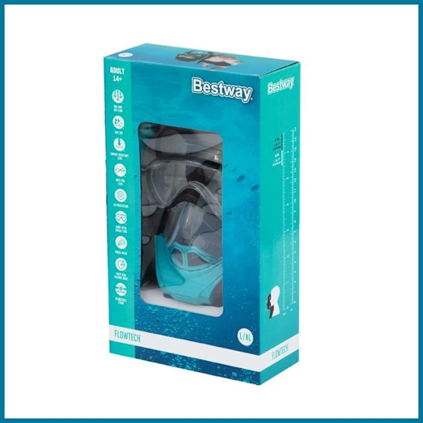 Kokonaamari snorkkelilla aikuisille Bestway Flowtech koko L-XL 180° Full Vision