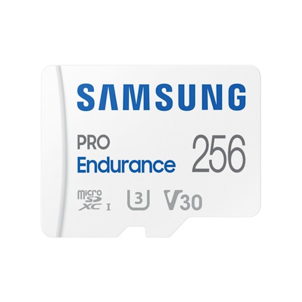 Samsung PRO Endurance microSDXC -kortti 256 Gt Class 10, UHS-Class 3, v30 Video Speed Class 4K -videoyhteensopivuus,