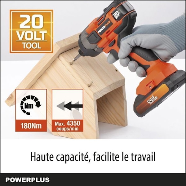 Langaton iskuporakone 20V 180Nm - DUAL POWER POWDP20100 - Toimitetaan ilman akkua tai laturia