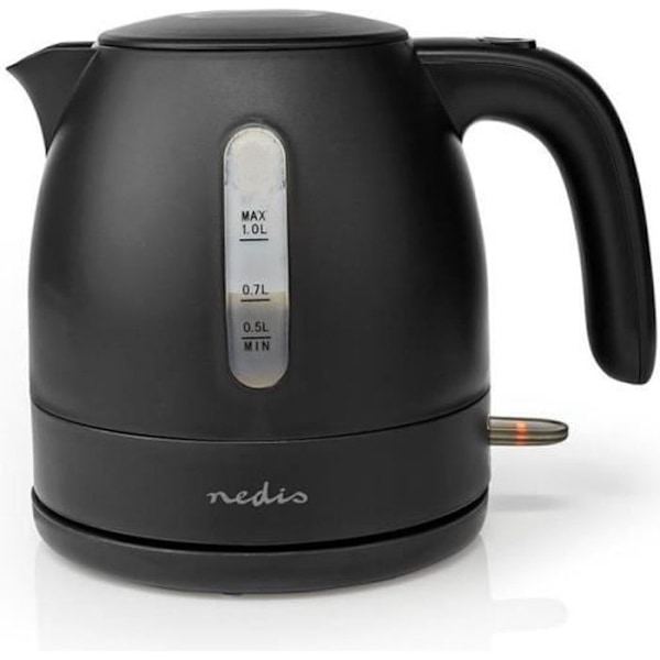 Nedis elkedel - 1,0 L - Sort - 360 grader drejelig - Skjult varmeelement Svart